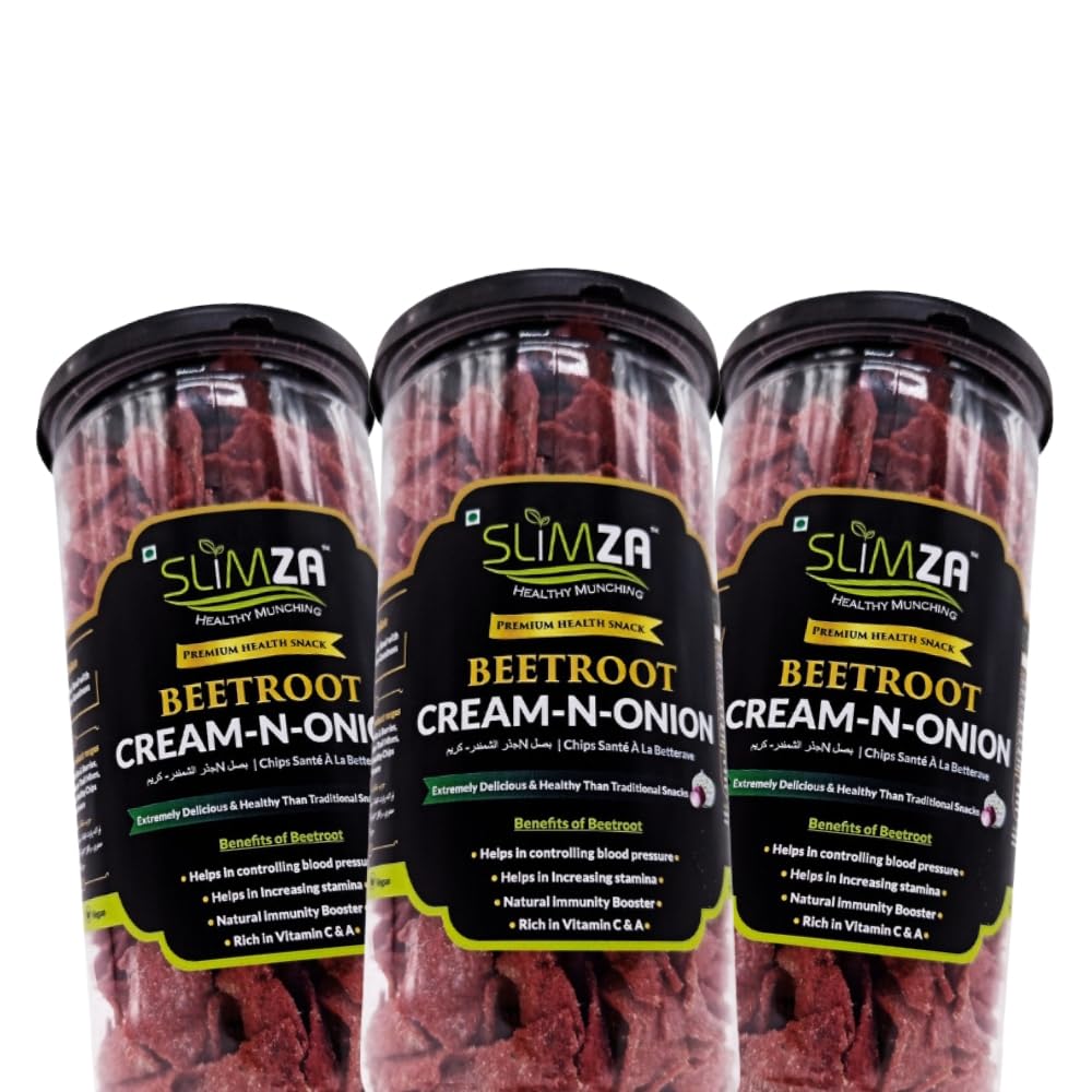 Slimza Healthy Premium Beetroot Cream N onion Chips (300gm) | High Fiber, Protein | Low fat | Diet snack | No Preservatives | Vegan | Gluten-free (Combo (2x150gm)) (B09ZYLZQ31) Amazon Price History, Amazon Price Tracker