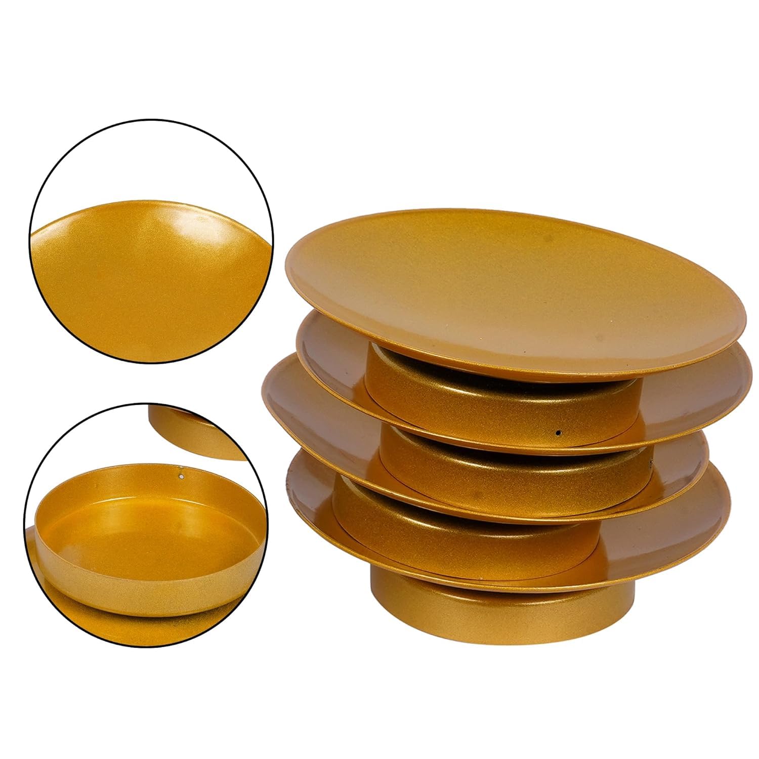 Home4Decor Candle Holder Plate for Pillar Candles Tealights LED Wax Candle Pedestal Candle Stand Christmas Decoration Items for Home - Christmas Decor (4, Gold) 2
