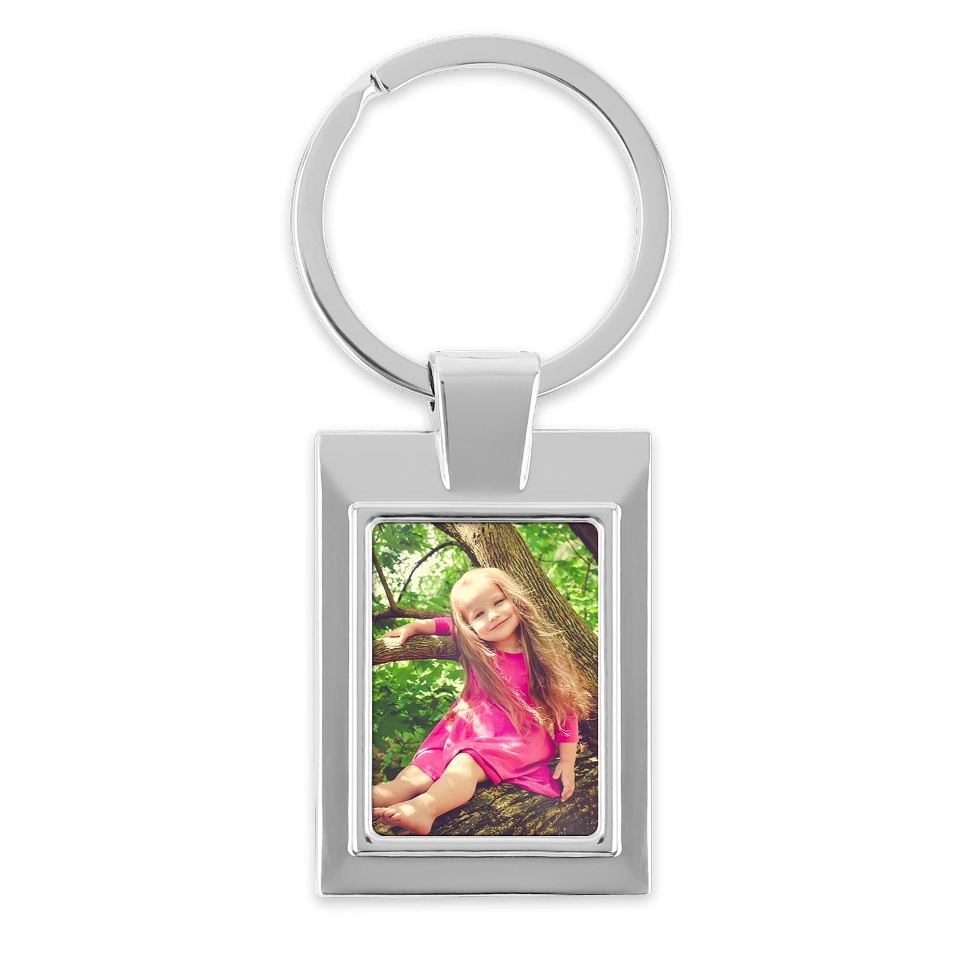 Endless Prints Unisex Silver Personalised Square Custom Printed Metal Photo Keyring With Gift Box