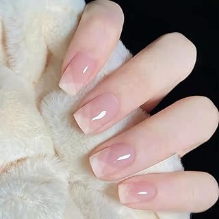 Short Press On Nails,Lucoffeoi 24pcs Acrylic Nails Short Square Nails,Short Square Press On Nails Small Fake Nails Acrylic Full Cover False Adhesive Tabs File Nails Tips for Women Girls Kids