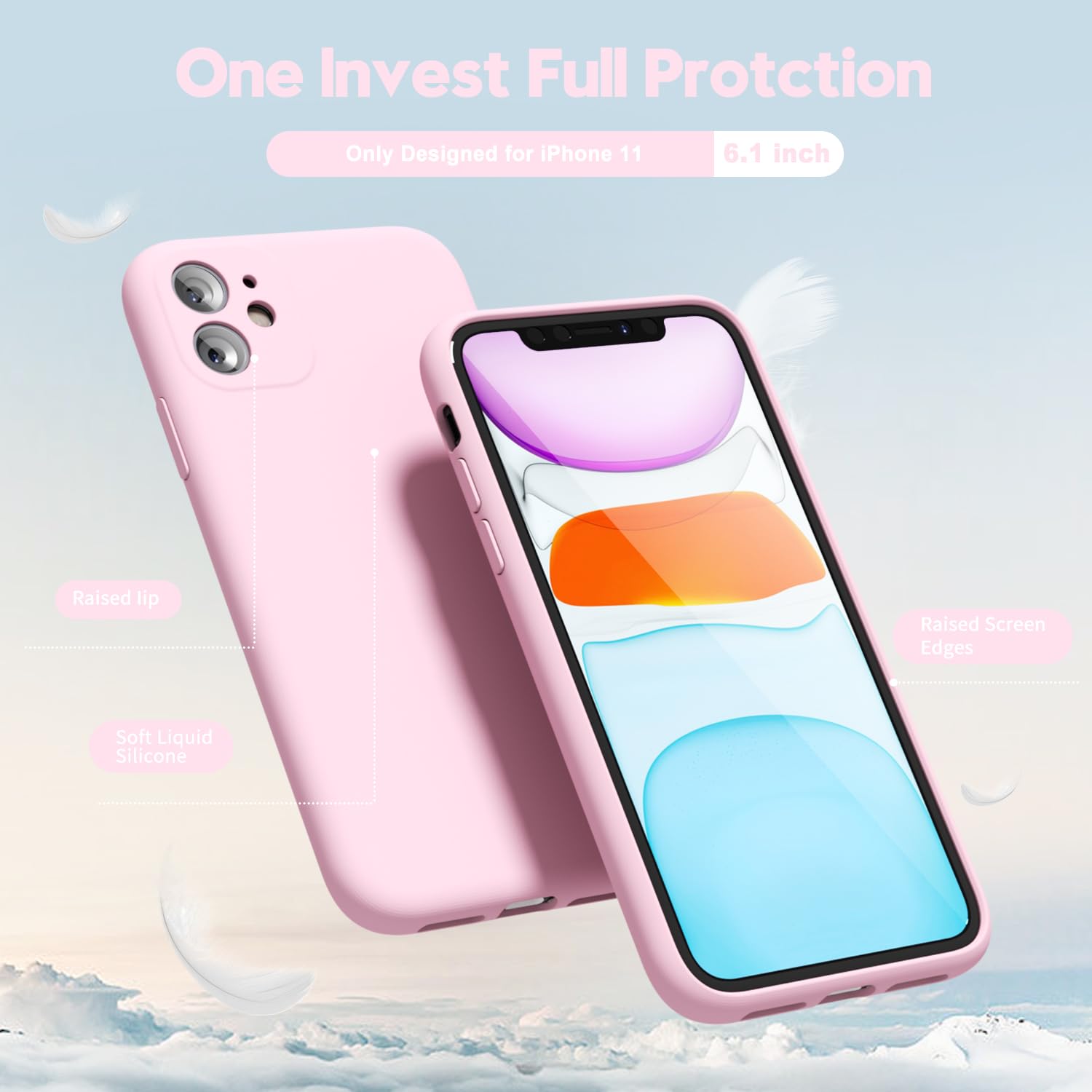 oakxco for iPhone 16 Pro Max Case Liquid Silicone, Soft Rubber Gel Elegant Aesthetic Basic Simple Cover, Cute Thin Slim TPU Matte Solid Color Plain Smooth Case for Women Girl, Light Pink — view 1300