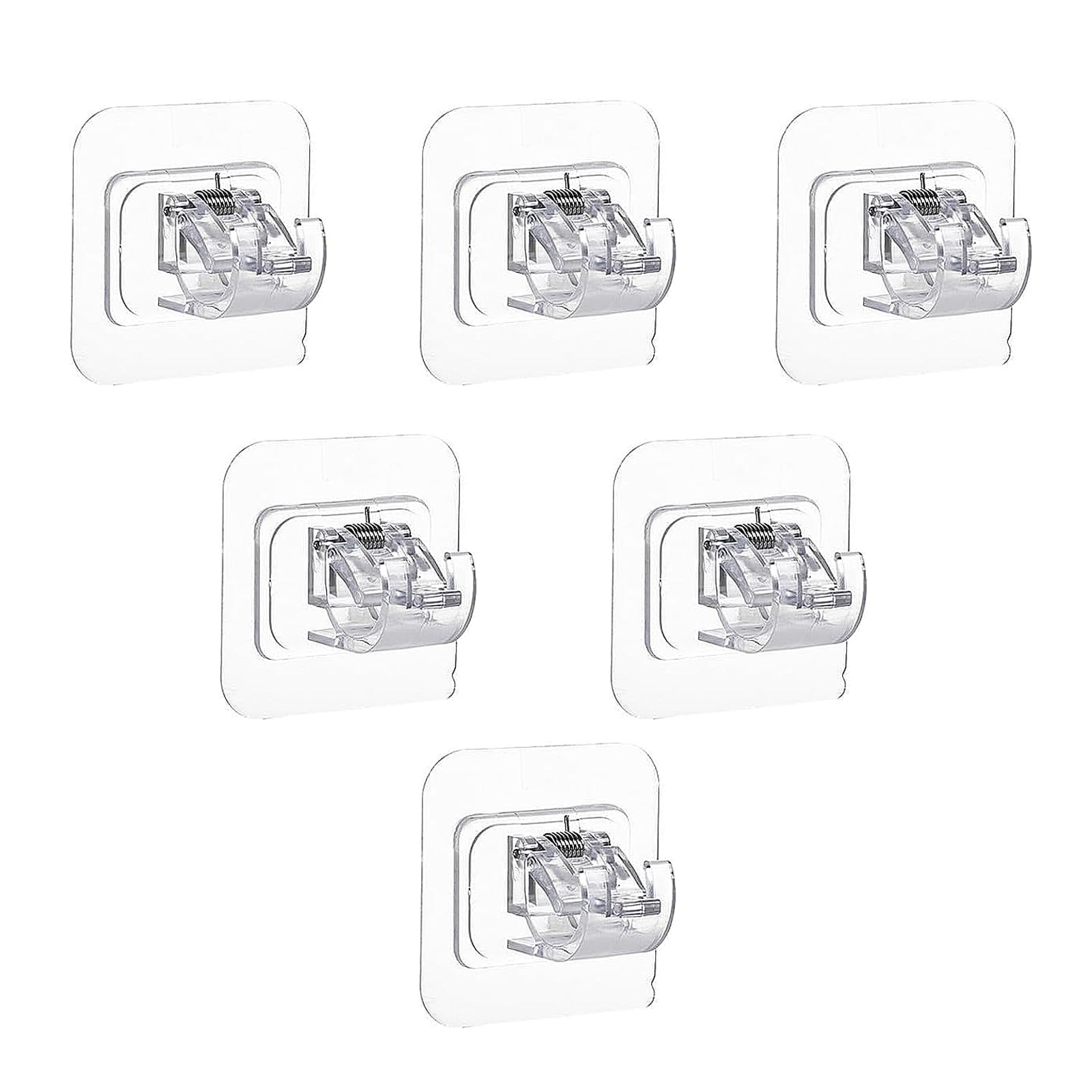6 PCS Self Adhesive Curtain Rod Bracket, No Drill Curtain Rod Brackets, Towel Rod Drapery Hook Holder, for Kitchen Bathroom, Fixing Rods Holders(Transparent)