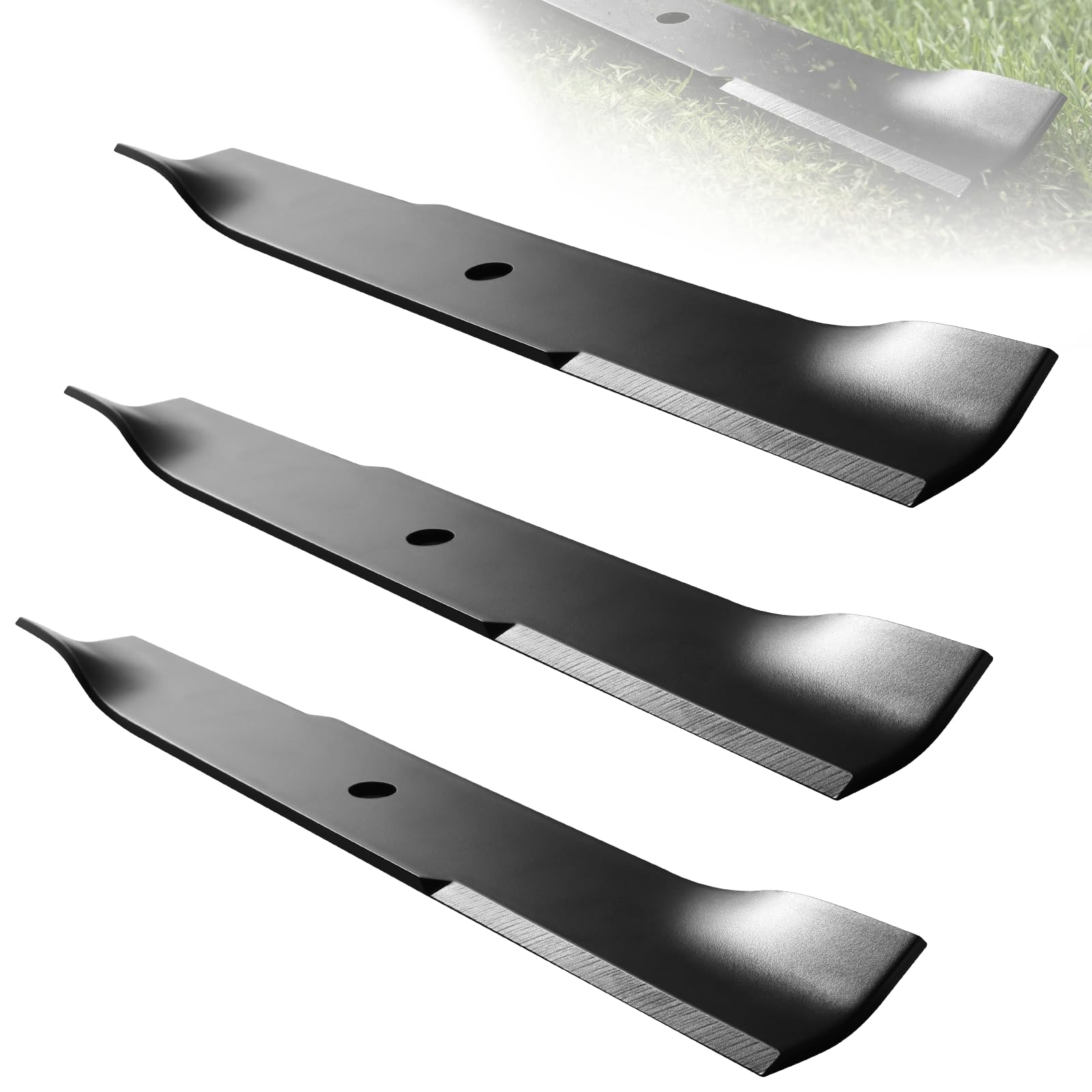 561145B - Juego de 3 cuchillas para cortacésped de 52 pulgadas, compatibles con cortadoras Cut Hustler, sustituye a OEM n.º 603995, 795526, 783753 y Dixie Chopper 30227-52X, color negro