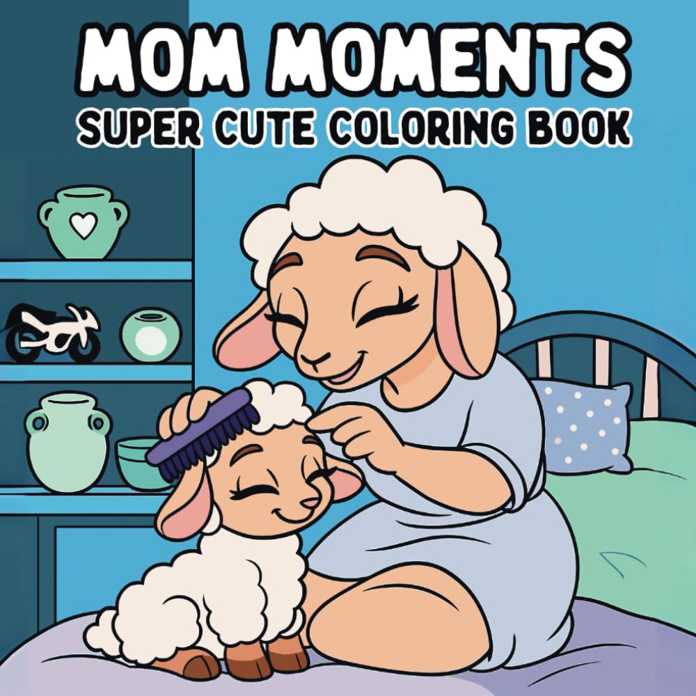 Mom Moments Super Cute Coloring Book : 46 Stress-Relieving, Cozy Moments of a Mother and Child in Bold, Easy & Cutie Art