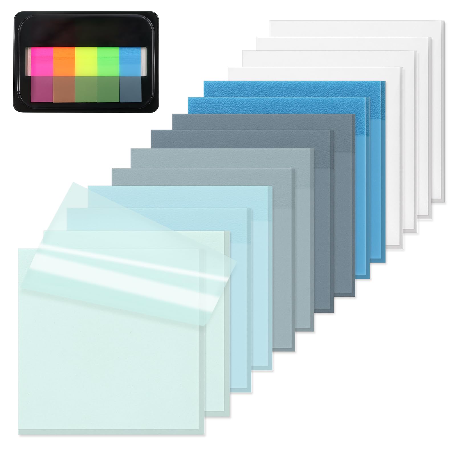 Photo 1 of ?SYMDROMIA Transparent Sticky Notes, 3"x3" Clear Post Translucent Sticky Notes with See Through Self-Adhesive Sticky Pads for Office School College Supplies,800 Sheets Ocean Blue
