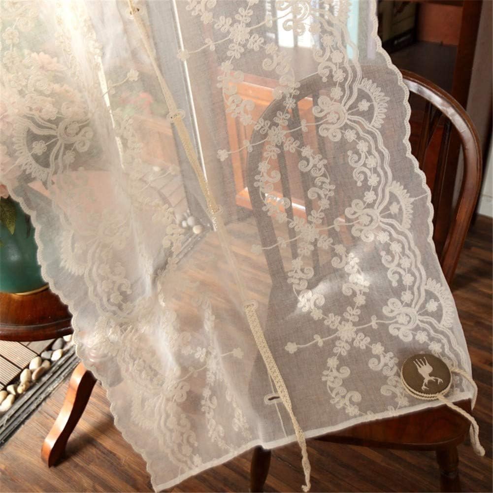 Half Window Curtain Decoration Curtain Sheer Fabric Short in Conton for Small Window Living Room Kitchen Adjustable Embroidery 1Pcs,W83xH170cm(33x67inch)