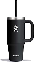 Vista 80 de Hydro Flask - Vaso de viaje con asa, tapa y pajilla, acero inoxidable térmico, 32 onzas, color azul