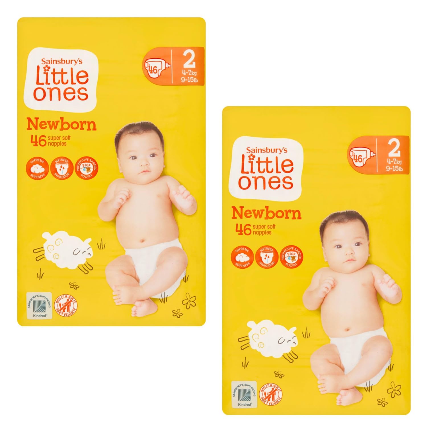 2X Little Ones Size 2 Nappies Newborn 46 Pack
