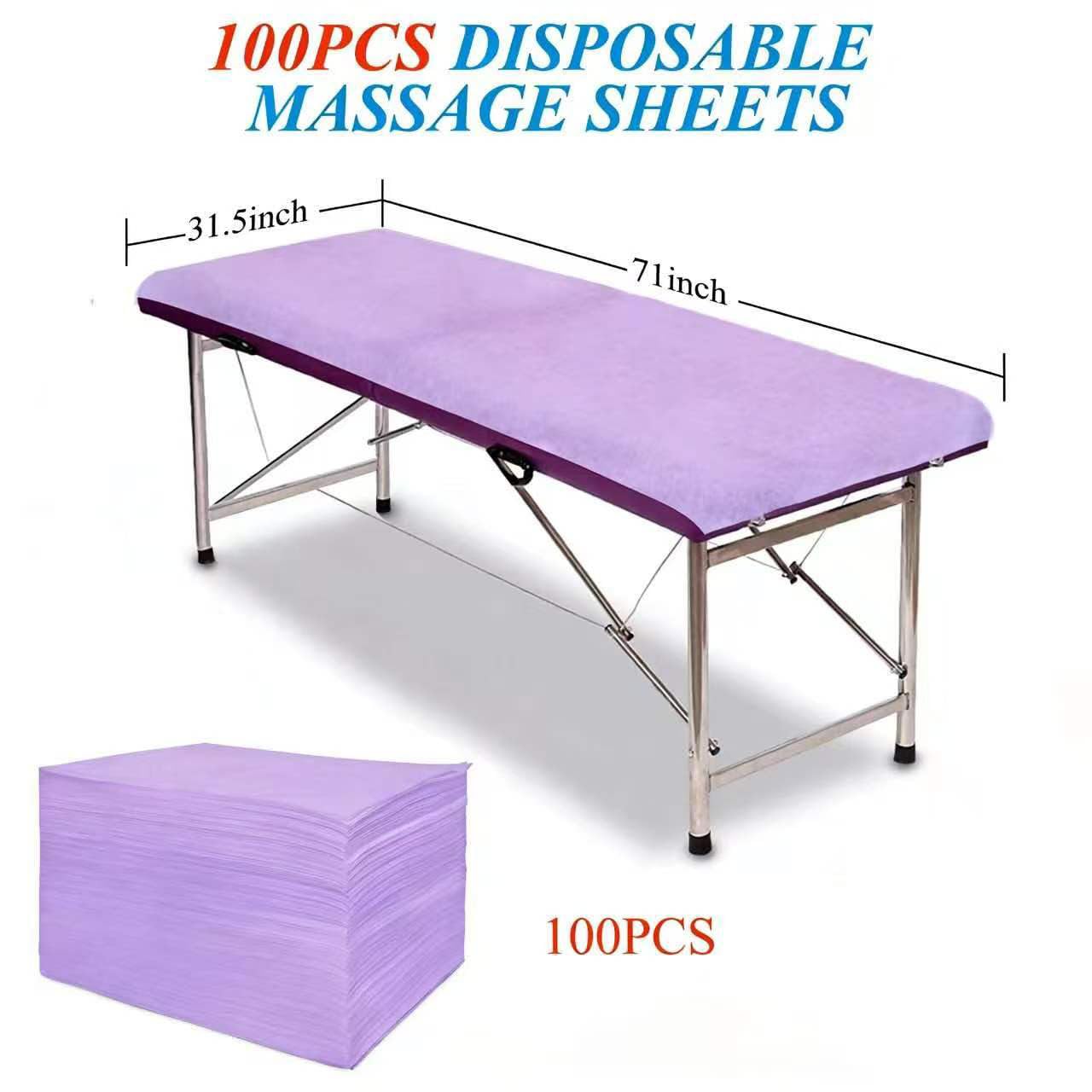 100 sábanas desechables de 31.5 x 71 pulgadas, fundas de cama de tela no tejida para máxima higiene y comodidad en masajes, tatuajes, tratamientos de belleza y spa, sábanas transpirables y duraderas