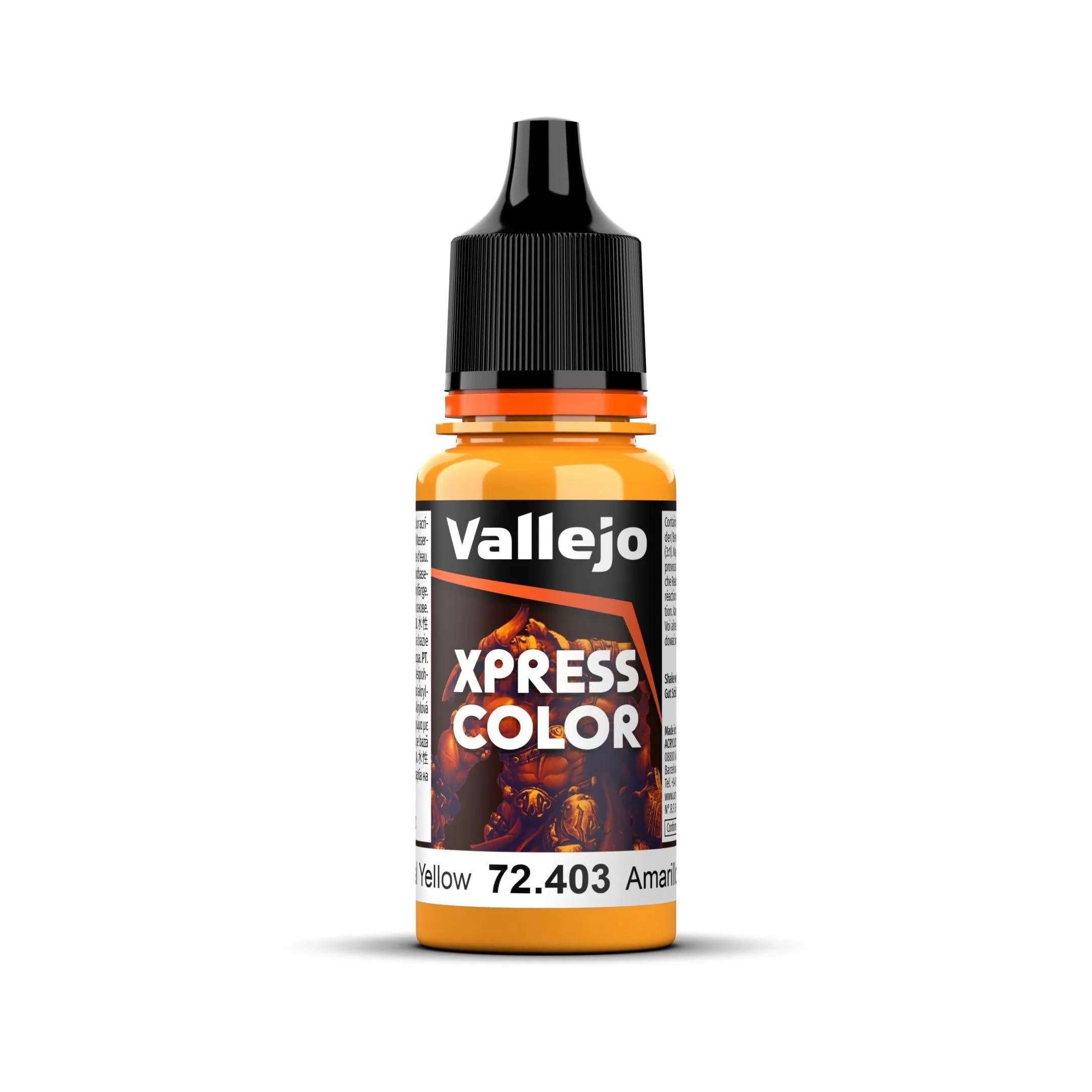 Vallejo - Xpress Color | Imperial Yellow 18 ml. (0.6 fl.oz.) | Speedy Application and Drying | Vibrant and Saturated Tones | Allows Colors to Flow Easily over the Miniature Surface