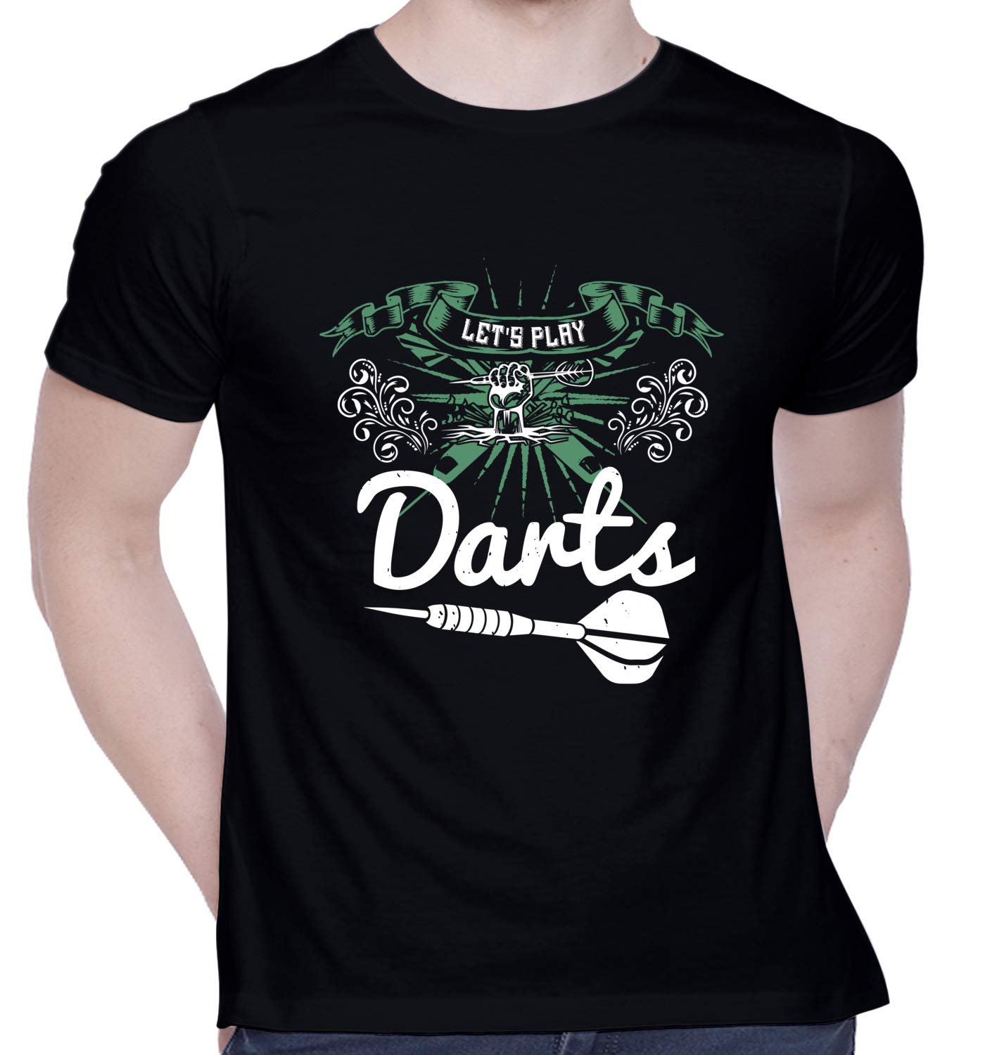 CreativiTGraphic Printed T-Shirt for Unisex Let's Play Darts Tshirt | Casual Half Sleeve Round Neck T-Shirt | 100% Cotton | D00443-2180