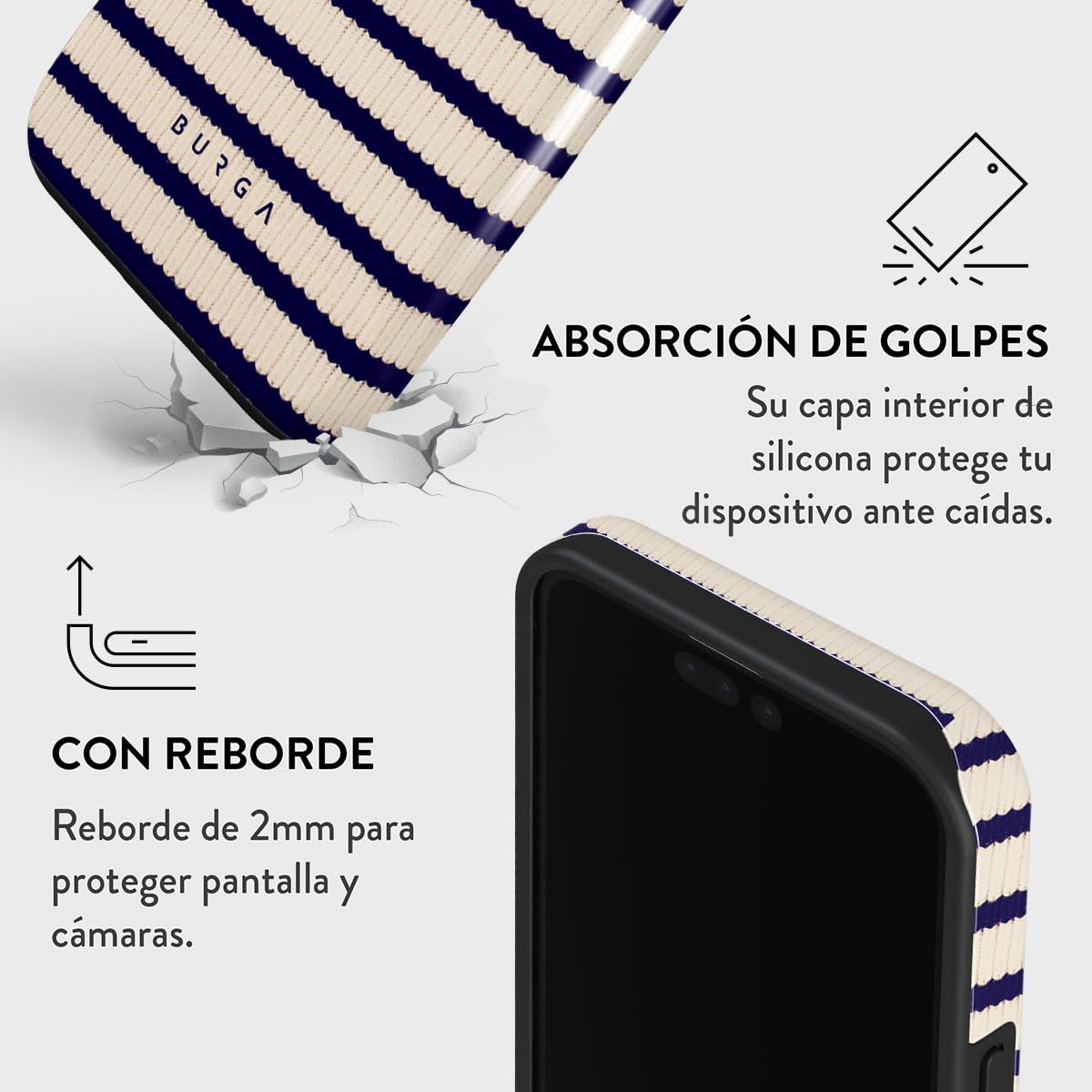 BURGA Funda Compatible con iPhone 15 Pro MAX Unisex – Diseño Híbrido Doble Capa TPU Absorción Impactos, Exterior Duradero Resistente Arañazos, Borde Elevado Protección Pantalla y Uso Diario