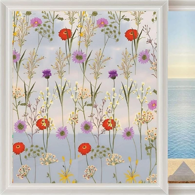 Image of WOO Home Frosted Glass Window Film & Stickers (24 X 200 Inchs) Privacy Window Cover for Home & Office - Easy Apply, UV Protection, Removable Decorative Film (Frosted Cross Bamboo 2 X 17 SQFT)