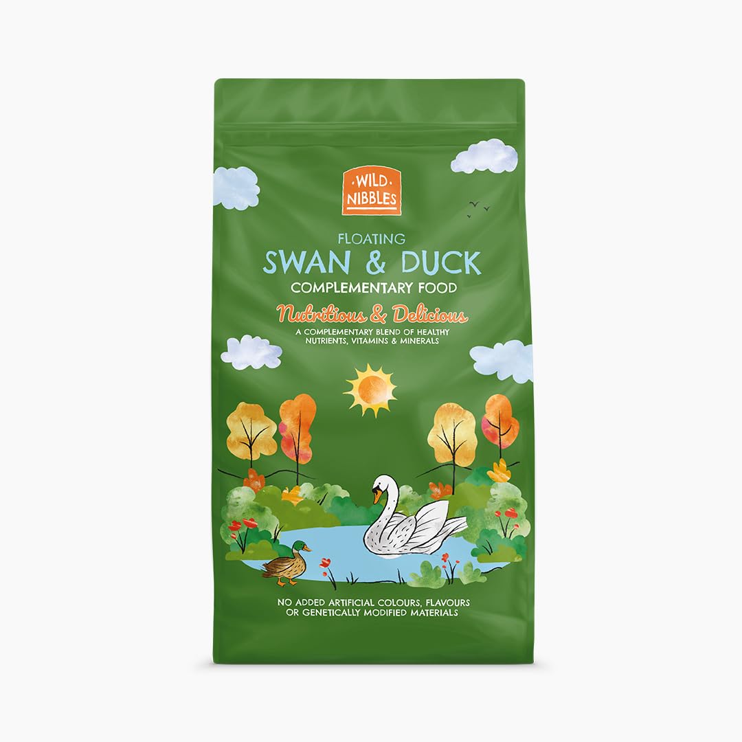 Wild Nibbles Floating Swan and Duck Food: Nutritious Vitamin Enriched Floating Pellets, No Artificial Colours or GMOs, Responsibly Sourced Waterway Safe Feed, Made in the UK, 12.55kg