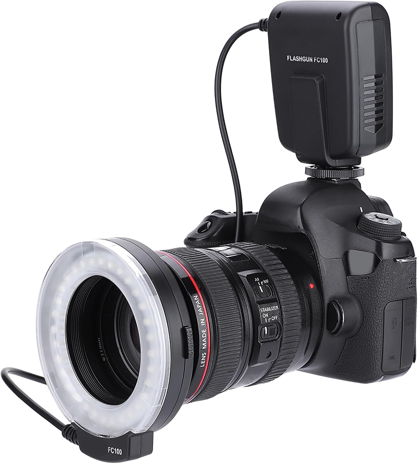 for Macro & Ringlight Flashes Macro LED Flash Light Bundle, FC-100 LED Macro Flash Light with Power Control and 8 Adapter Rings for, for Macro Camera Flash Flash for