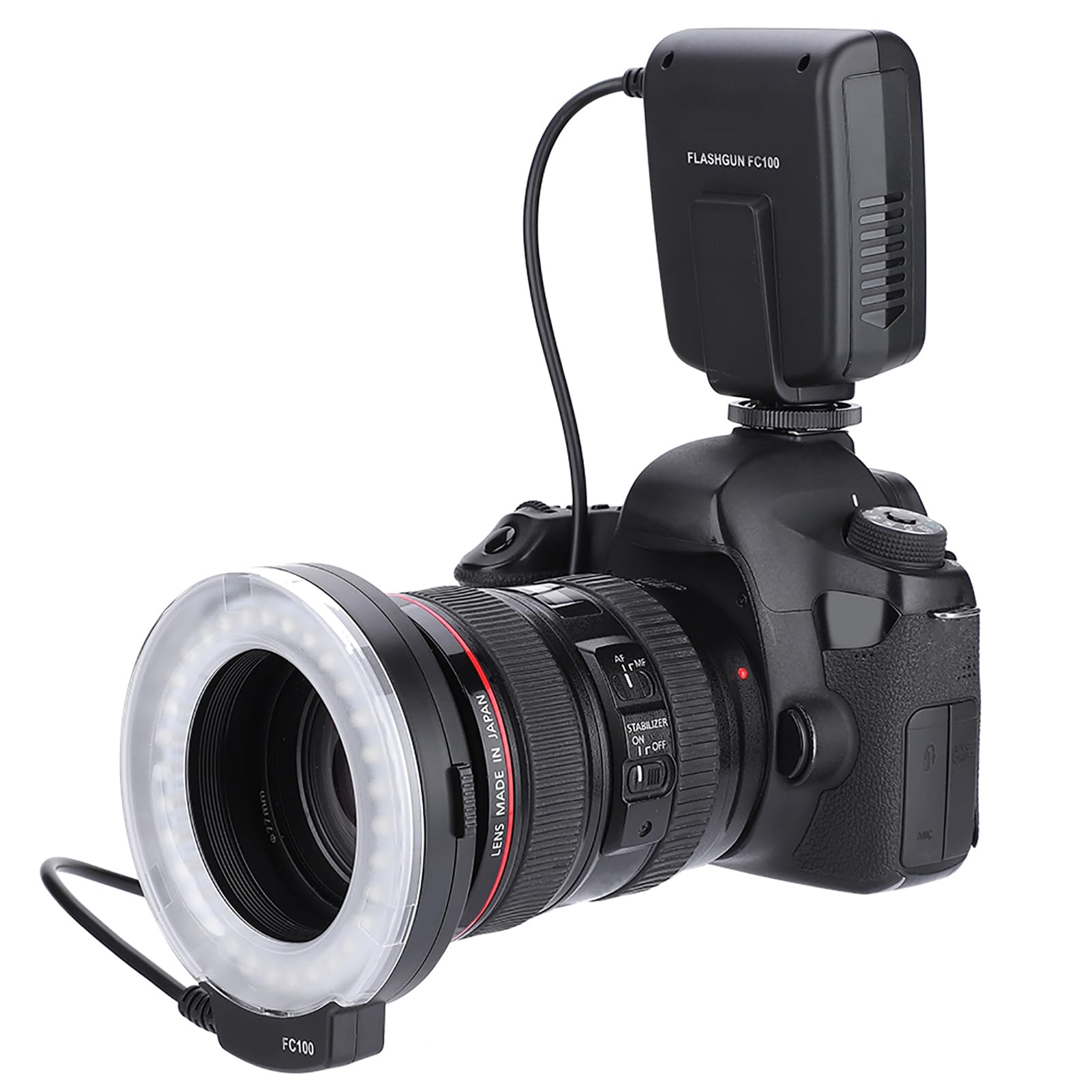 VBESTLIFE Kit Luce di Riempimento, FC-100 5000K 7 Livelli Kit di Illuminazione Fotografia Anello Luminoso per Richiede 4 Batterie AA (Non Incluse)
