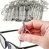 2pcs Steel Glasses Screwdriver, Eyeglass Screwdriver, Watch Repair Kit With Keychain, Portable Hand Tools, Precision Screwdriver Tools (Silvery-2pcs)