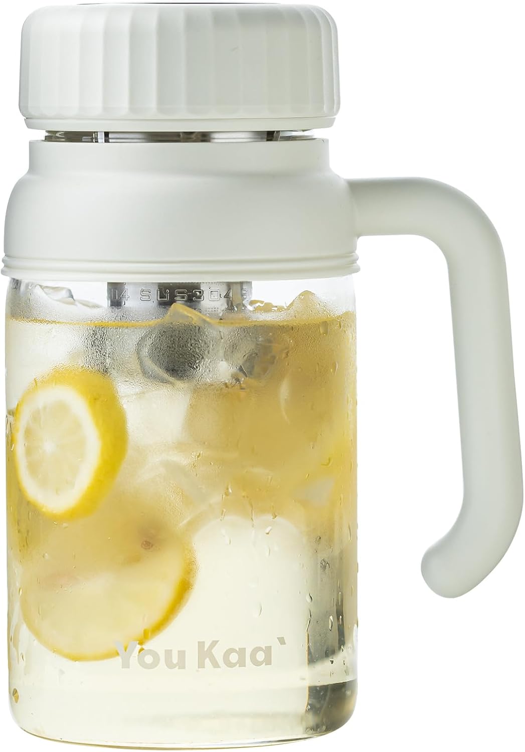 32oz Tea Infuser Bottle - Large Glass Water Bottle with Removable Infuser for Loose Leaf Tea & Fruit, Leakproof, Lead-free, Wide Mouth for Easy Cleaning - Handle for Hot & Cold Beverages (Black+White)