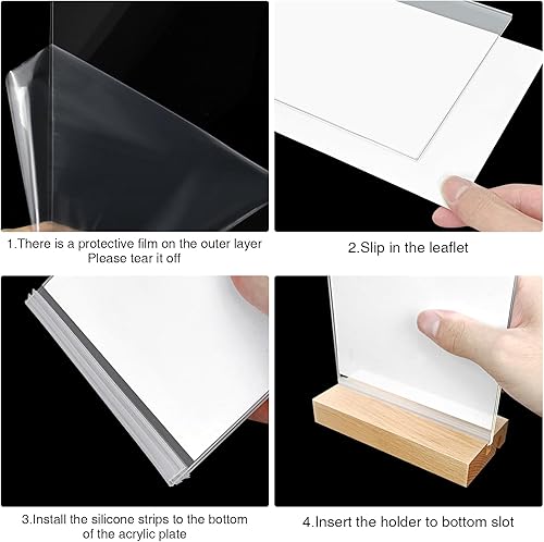 Vista 30 de Lechay Paquete de 3 soportes transparentes de 5 x 7 pulgadas para menús de mesa, soporte de exhibición de escritorio, soporte de papel, soporte