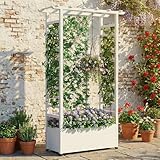 Aiuola rialzata con traliccio e tetto sospeso,fioriera in metallo resistente alle intemperie con ruote e 2 tralicci laterali per piante rampicanti,divisorio mobile per la privacy all'aperto per patio