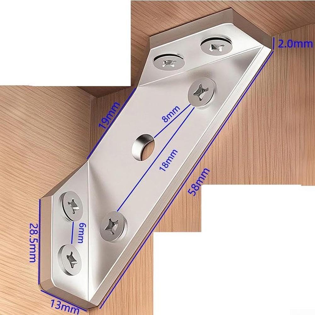 90 Degree Metal Corner Bracket 58mm Furniture Repair(1.6mm)