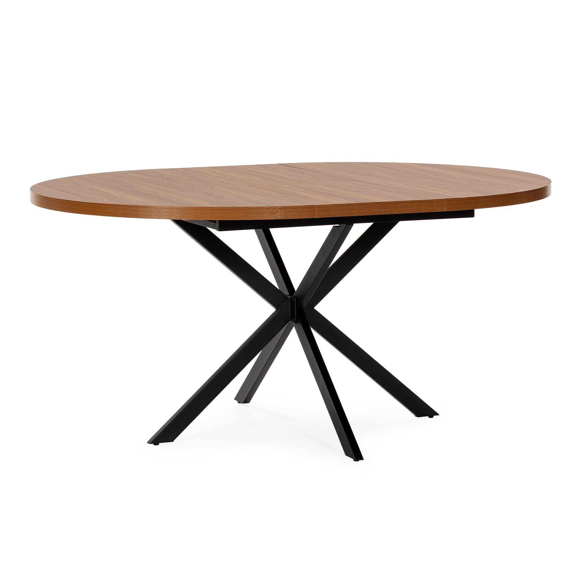 HOMN LIVING Mesa de Comedor Redonda Extensible Murano Color Nogal, 120-160 cm (Largo) 120 cm (Profundidad) 75 cm (Altura)