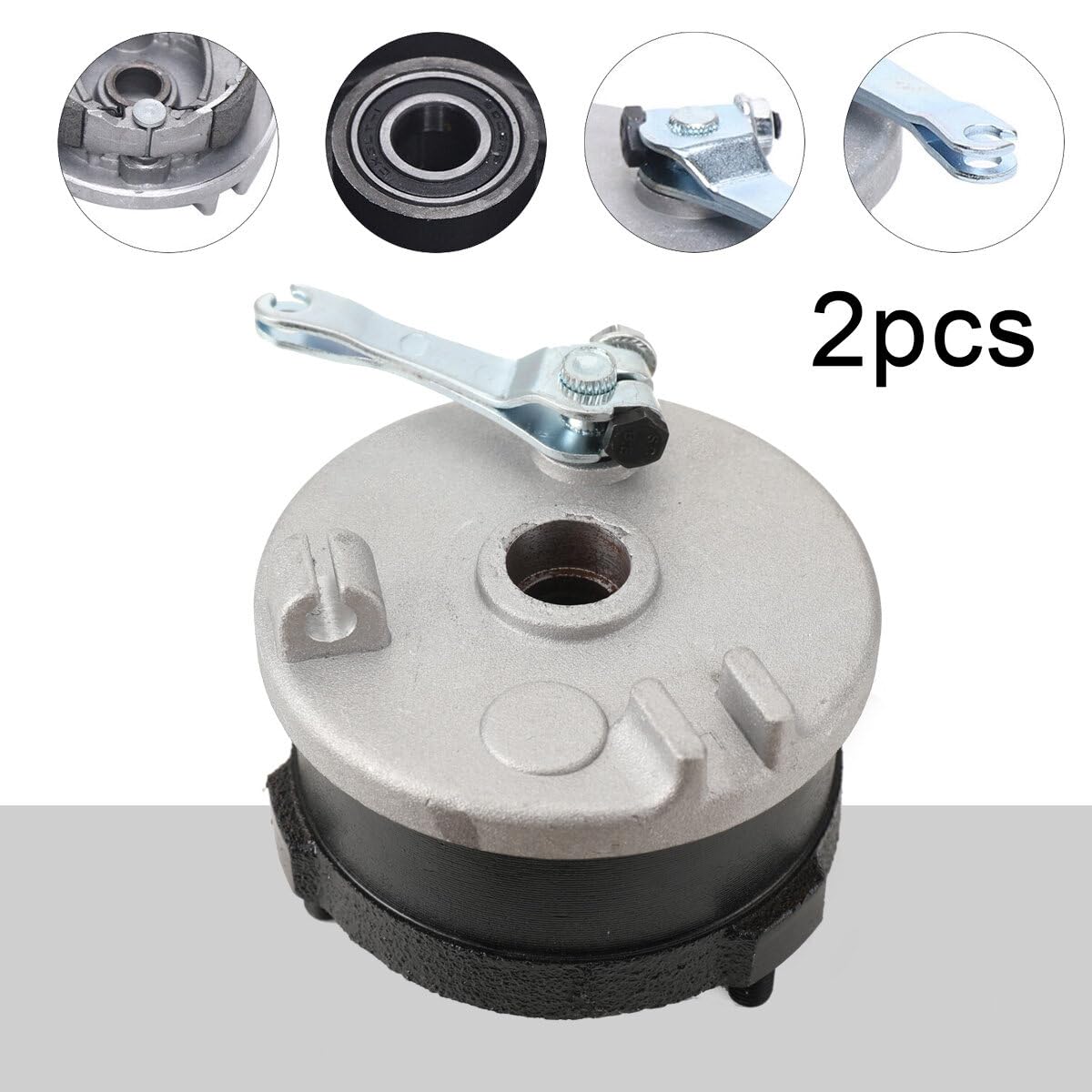 2 cubos de rueda de freno de tambor delantero izquierdo y derecho de metal para motor de 50 cc, 70 cc, 90 cc, 110 cc, 125 cc, ATV Quad Buggy, rosca M8 de 4.1 x 6.8 pulgadas
