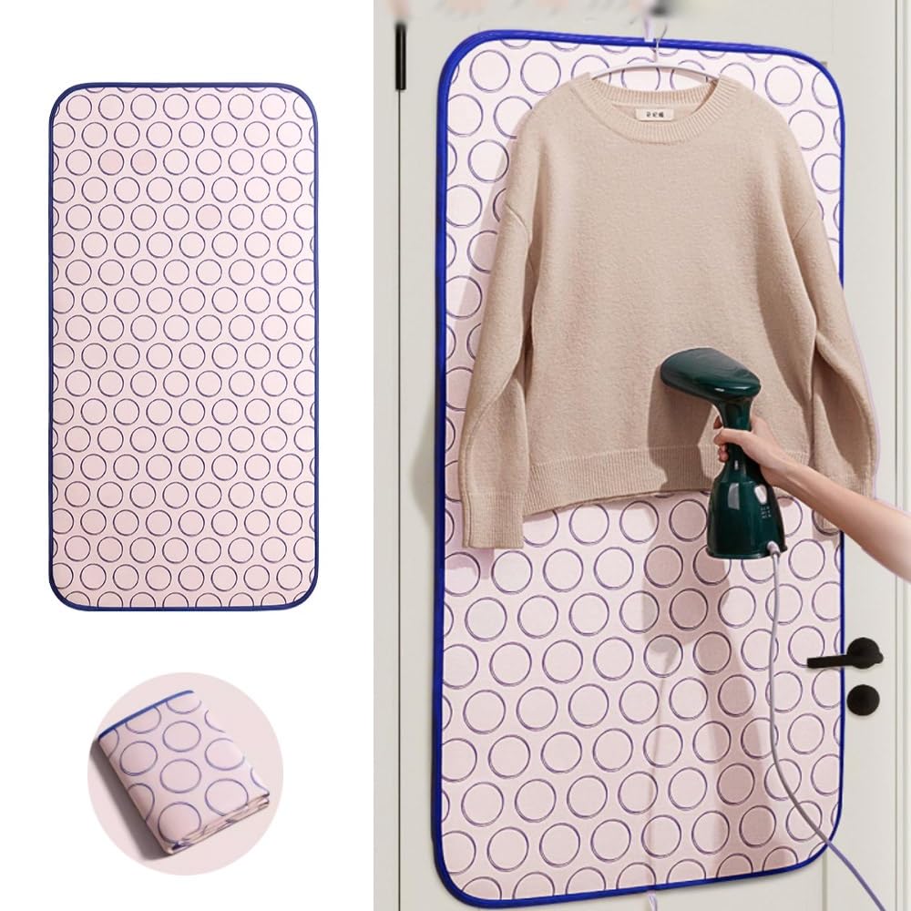 IMUNKT Handheld Garment Steamer Press Pad, Hanging Over Door Ironing Mat, Heat-Resistant Clothes Steamer Pad For Home/Travel, Foldable Door Iron Mat With Hooks(60x120cm/24x47in)