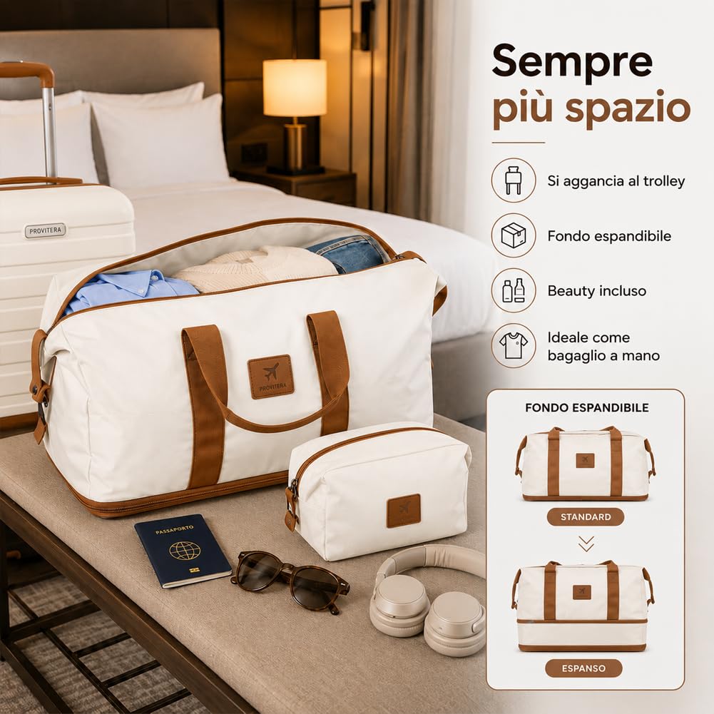 Set 6 Pezzi Valigie da Viaggio Family con Beauty Case Rivestimento Rigido, Trolley Bagaglio a Mano e da Stiva con Ruote Easy Roll e Borsa Espansibile, Involucro Duro, 24/55/66/75 cm