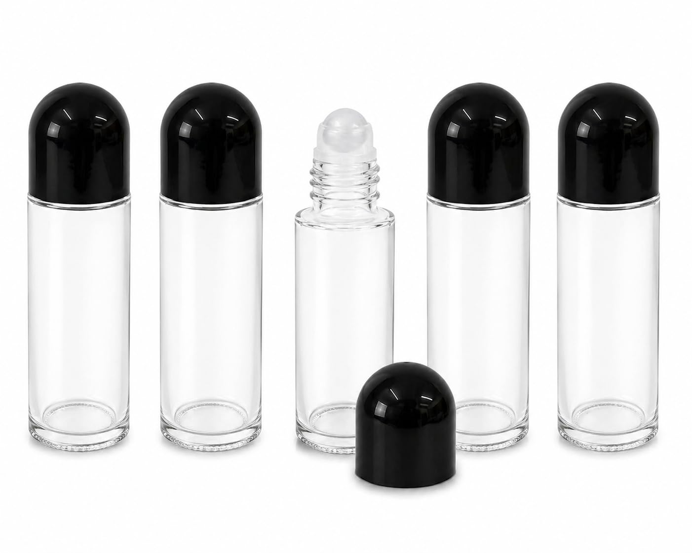 Hunky Dory 5pcs 50ml Roll On Bottles | Empty Glass Deodorant Bottles with Black Cap-image-31