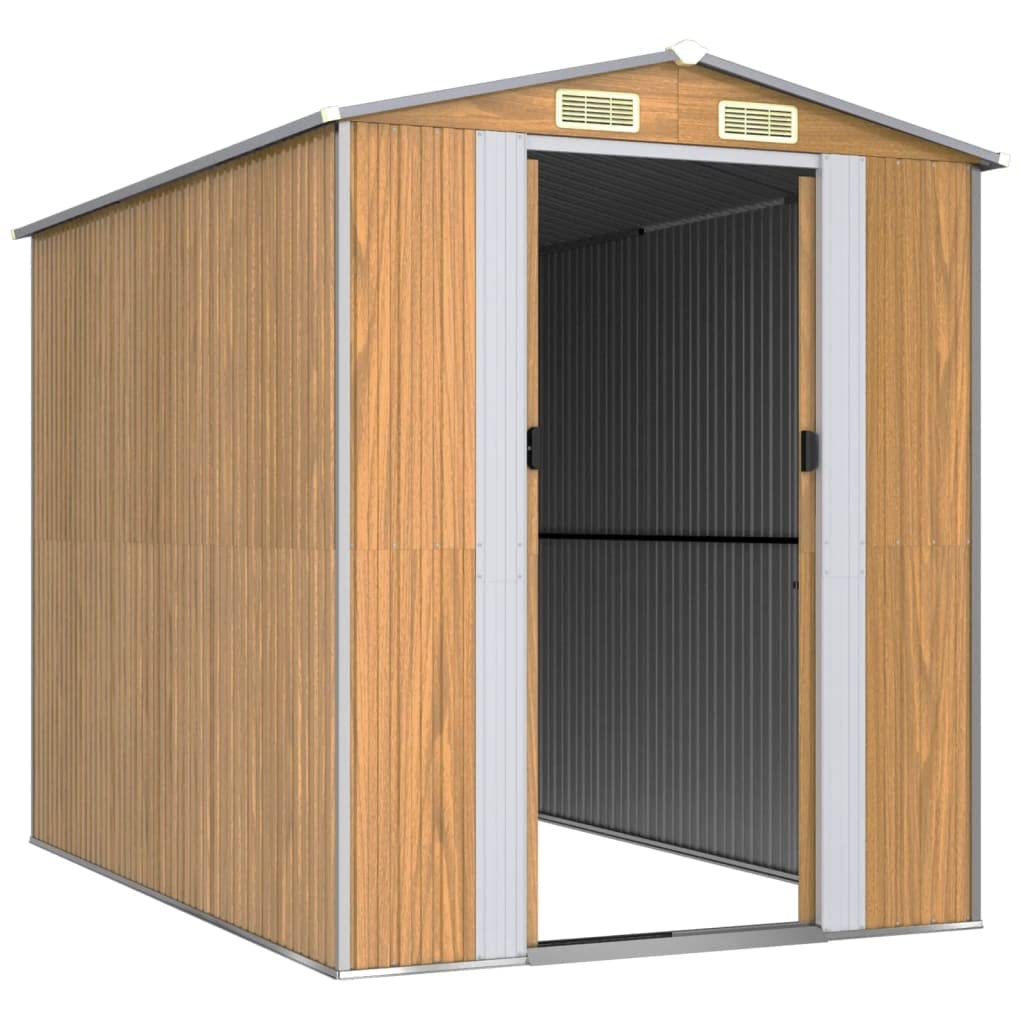 Abri de jardin en acier galvanisé Marron clair 192 x 274 x 223 cm