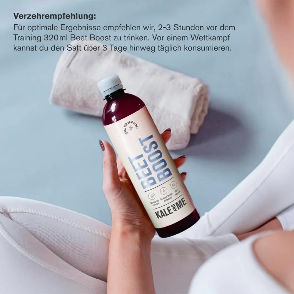 Kale&Me Beet Boost 12er Bundle – 12 Flaschen mit je 320 ml – kaltgepresster Rote Beete Saft mit Zitrone & Acerola – reich an natürlichem Nitrat – vegan, ohne Zusatz- & Konservierungsstoffe