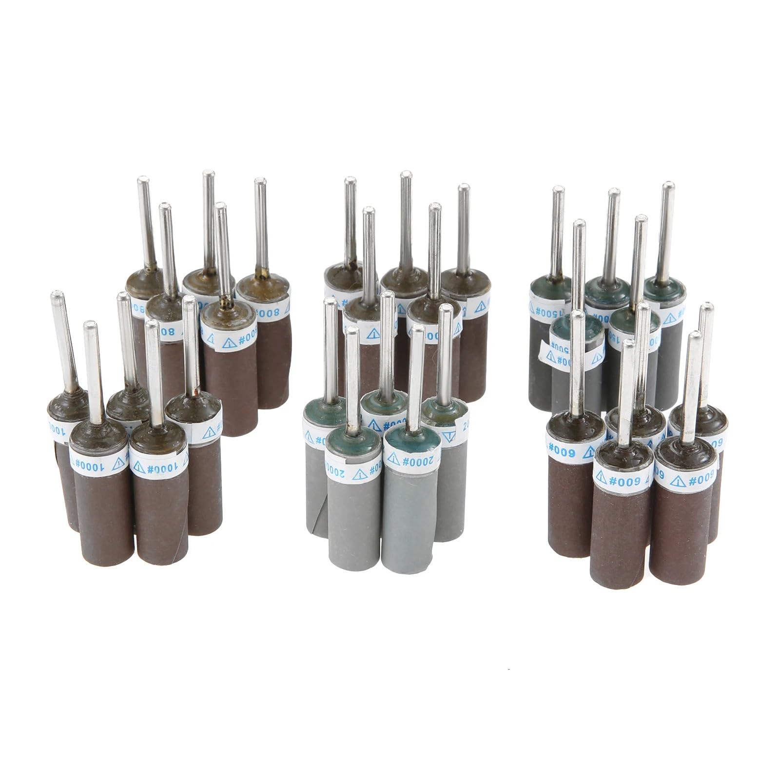 30 tambores de lijado con vástago 1/8 pulgadas para herramienta rotativa, palos papel lija grano 400-2000 para pulido plástico, madera y Metal, Uds