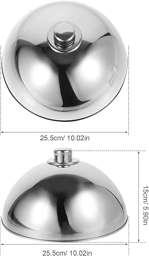 Miniatura 4 de Cabilock Cubierta de cúpula de alimentos de acero inoxidable con mango de cuentas plateadas, tapa de plato de servir alimentos a prueba de polvo