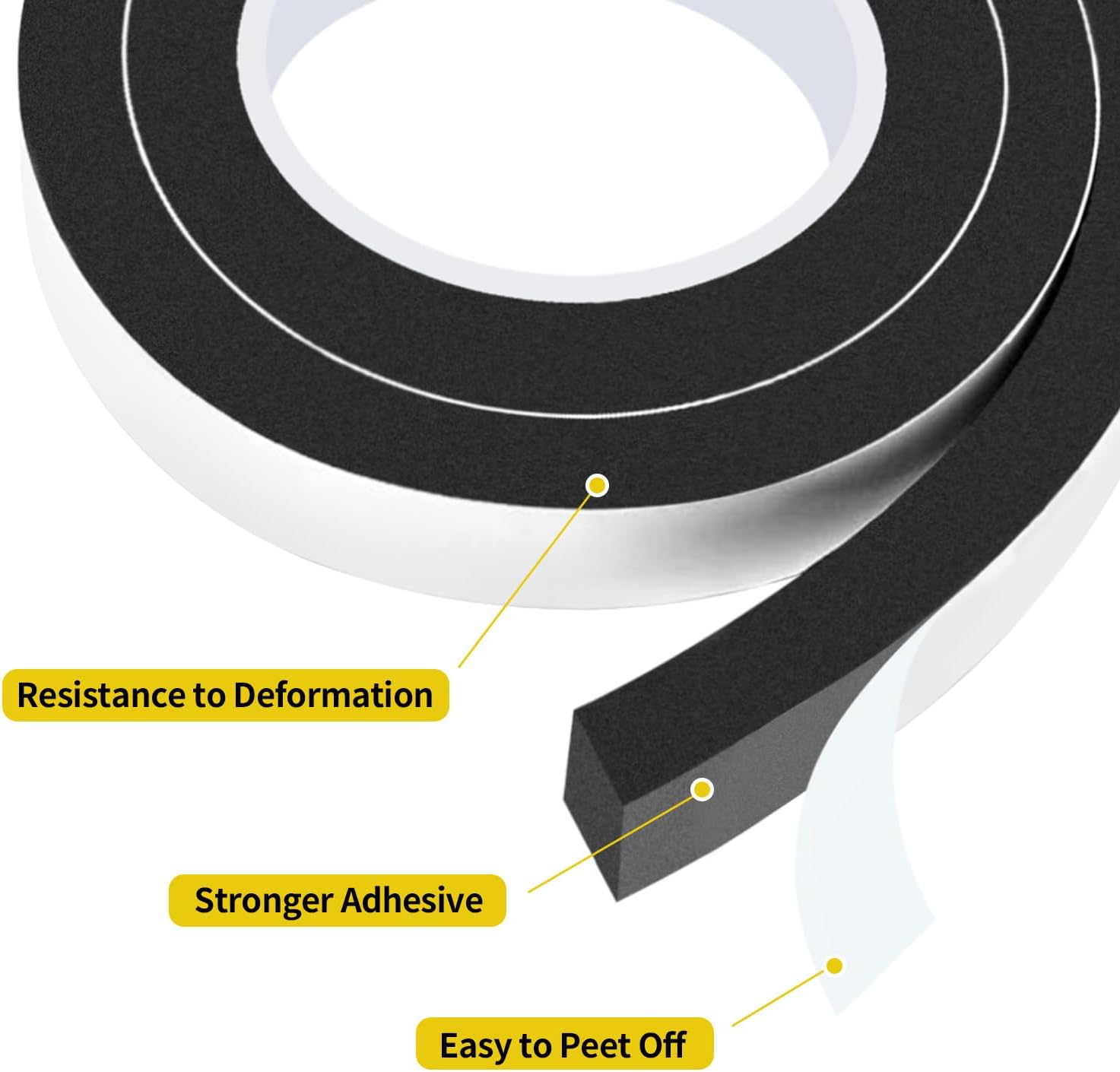 Weather Stripping Door Seal Strip, 1 Inch Wide X 3/4 Inch Thick X 13 Feet, for Doors and Windows, Sound Proof, Weatherstrip, Pipe Cooling, Air Conditioning Seal Strip