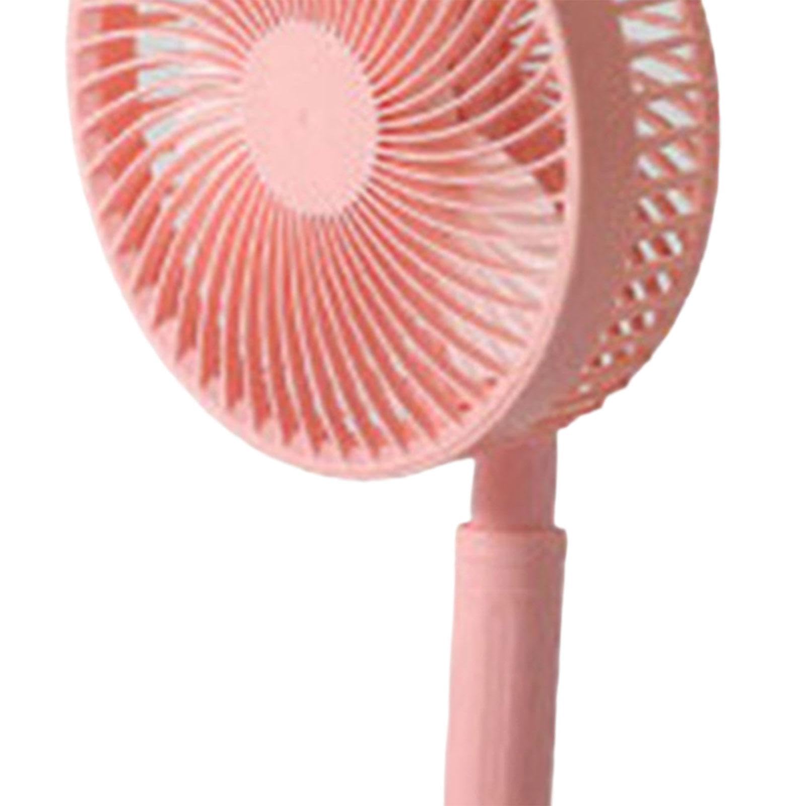 Ventilatore da Terra Oscillante Portatile, Ventilatore Telescopico con Piedistallo, USB, 4 velocità, Silenzioso, Pieghevole, per Casa E Esterni, Rosa