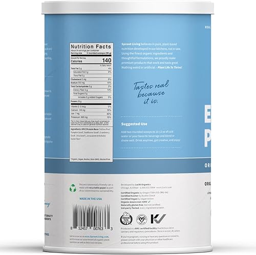 Miniatura 7 de Sprout Living, Proteína épica, proteína a base de plantas y superalimentos en polvo, original, sin sabor, proteína orgánica en polvo, vegano, sin