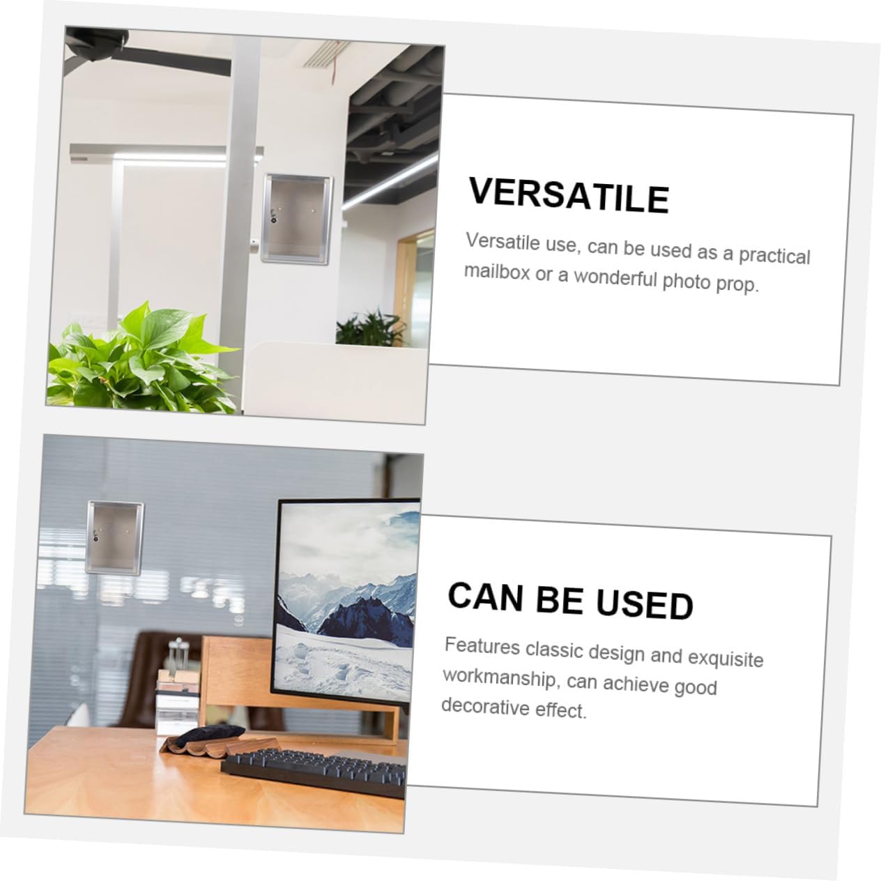 NUOBESTY 2pcs Wall Mount Metal Mailbox with Lock Transparent Suggestion Box for Office and Home Use and Lightweight Design Secure Letter Box for Indoor and Outdoor