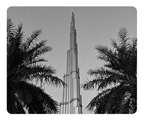 Burj Khalifa Black And White Gaming Mouse Pad - Fashion Hot Oblong Shaped Mouse Mat Design Natural Eco Rubber / Durable Office Computer Desk Stationery Accessories Mouse Pads For Gift / Laptop Mouse pad and Pc Desktop mouse pad / Support Wired Wireless or Bluetooth Mouse