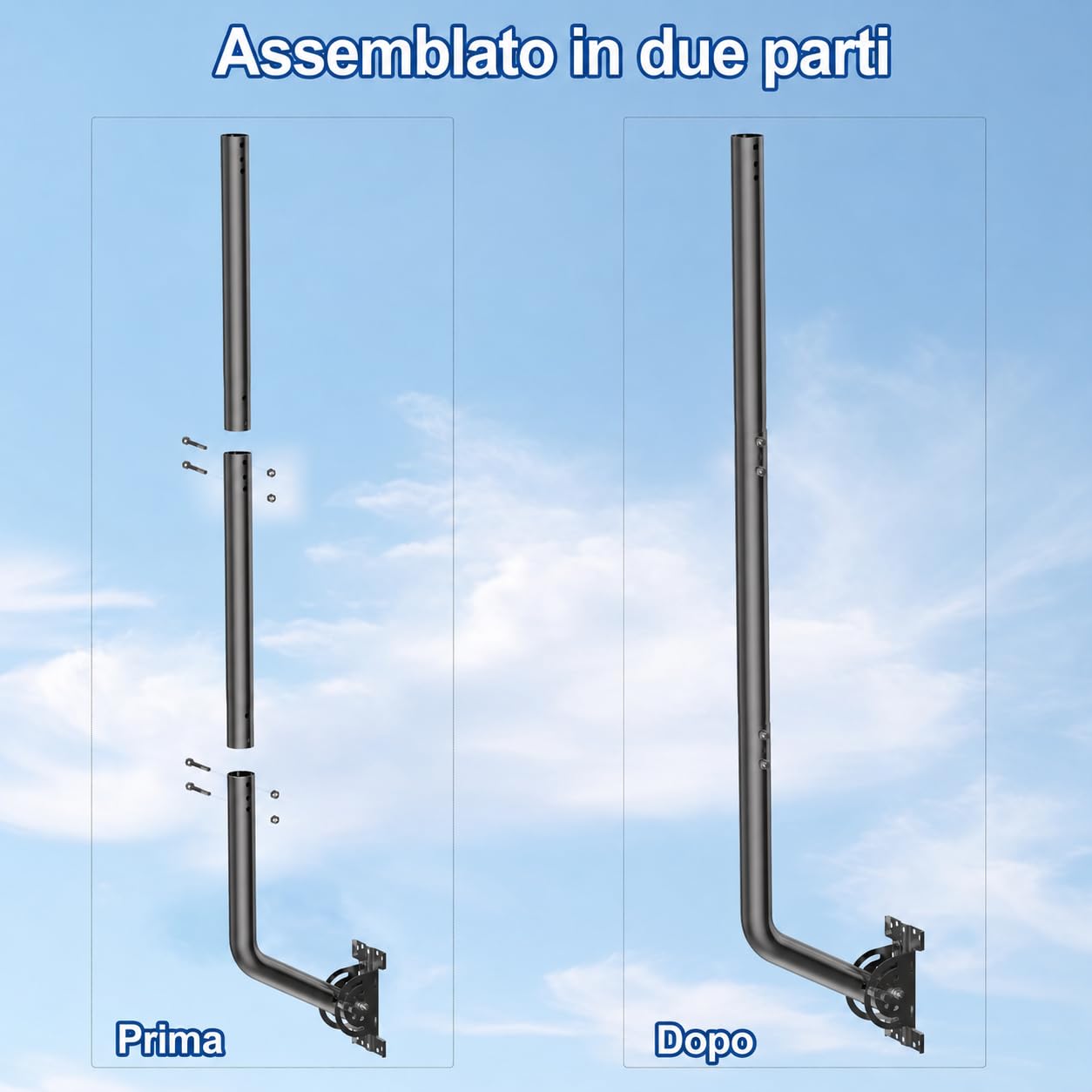 Palo antenna universale per TV, satellite, radio, antenne WiFi, Star-link | Supporto a parete per antenna regolabile, Palo per antenna, Supporto per antenna