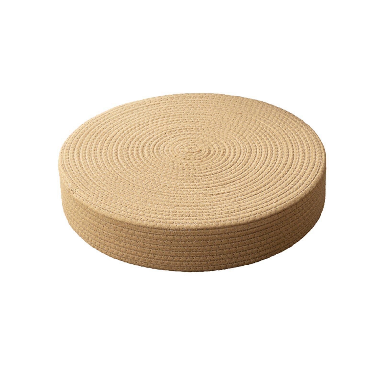 Easy to Place Zafu Meditation Cushion Ergonomic Support Round Rope Cushion Natural Cotton Cover Thick Woven Seat Pad for Meditators, Tatami, Zen Room, 59.8CM D 10CM H-image-2