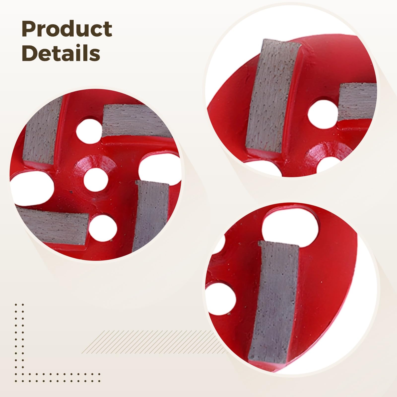 Schleifblock aus abrasivem Material, 4-Zahn 5-Loch roter Schleifkopf für Beton- und Epoxidboden-Poliermaschine, Betonschleifmaschinen-Bauteil, 16 bis 300 Mesh