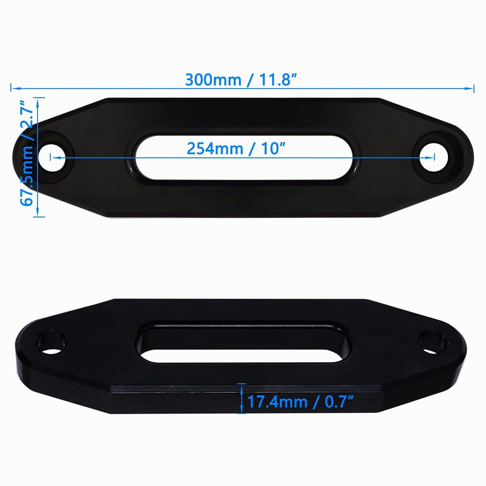 Guide-câble Hawse en aluminium pour treuil VTT/UTV 2000-13000 LBs brillant (noir) (254 mm)