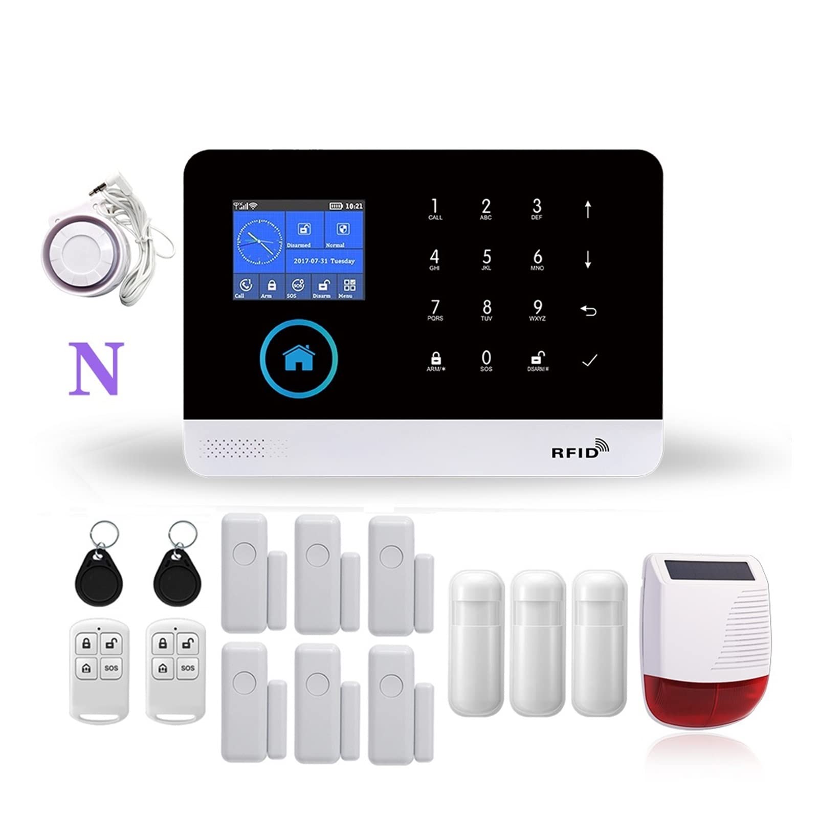 WiFi GSM Système d'alarme de sécurité Autonome Smart Home Home Wireless Home avec Sirène Strobe extérieur/intérieur Smart Life Smart Life TUYA Télécommande(N)