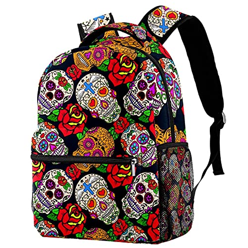 Sac à dos crâne de sucre rose fleurs outdoor daypack college school bookbag