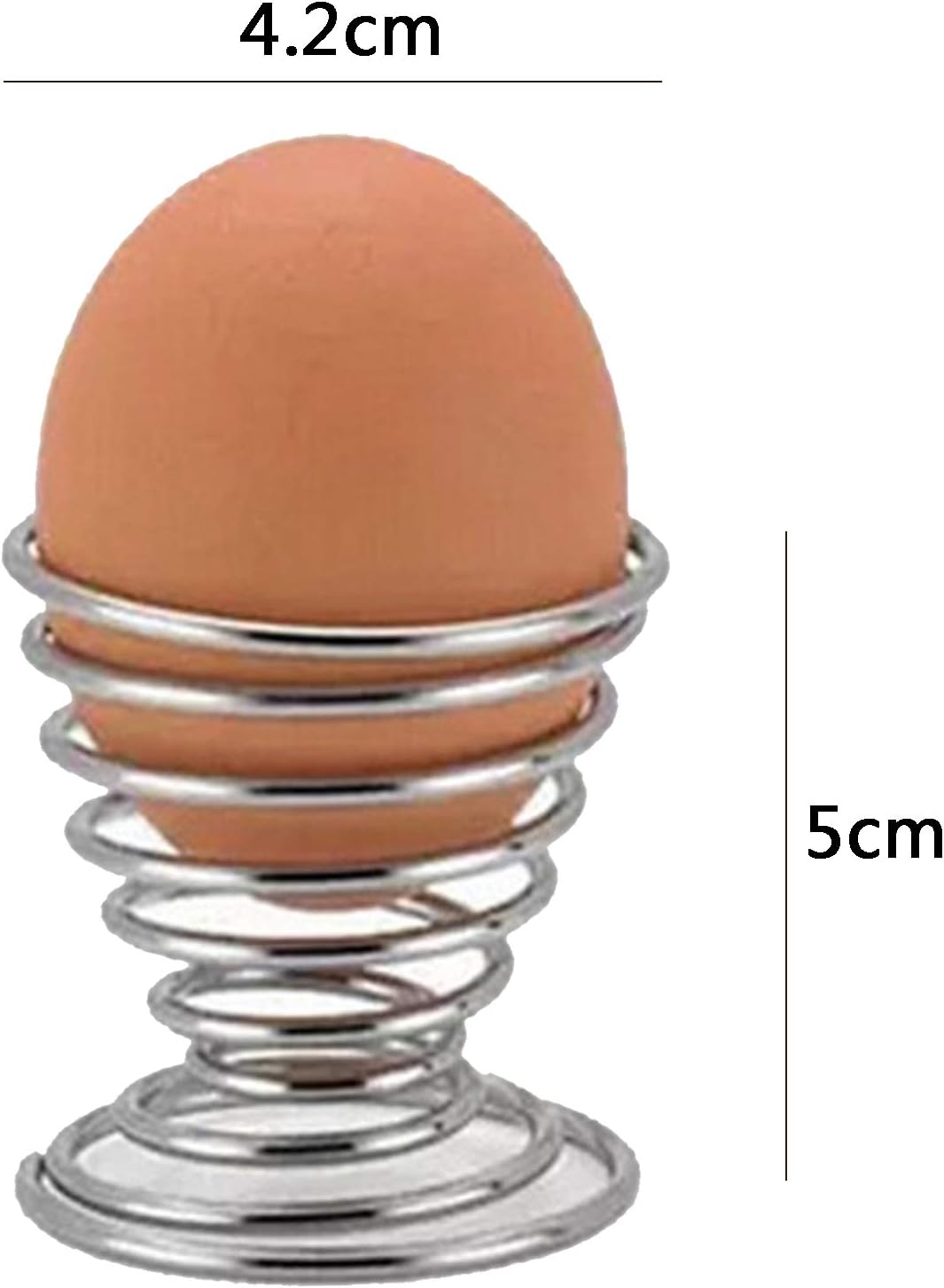 Spiral Metal Egg Cup Set Silver Made of Stainless Steel with Spring Shape for Home, Kitchen and Restaurant, 4.2 x 5 cm,Set of 6 ()