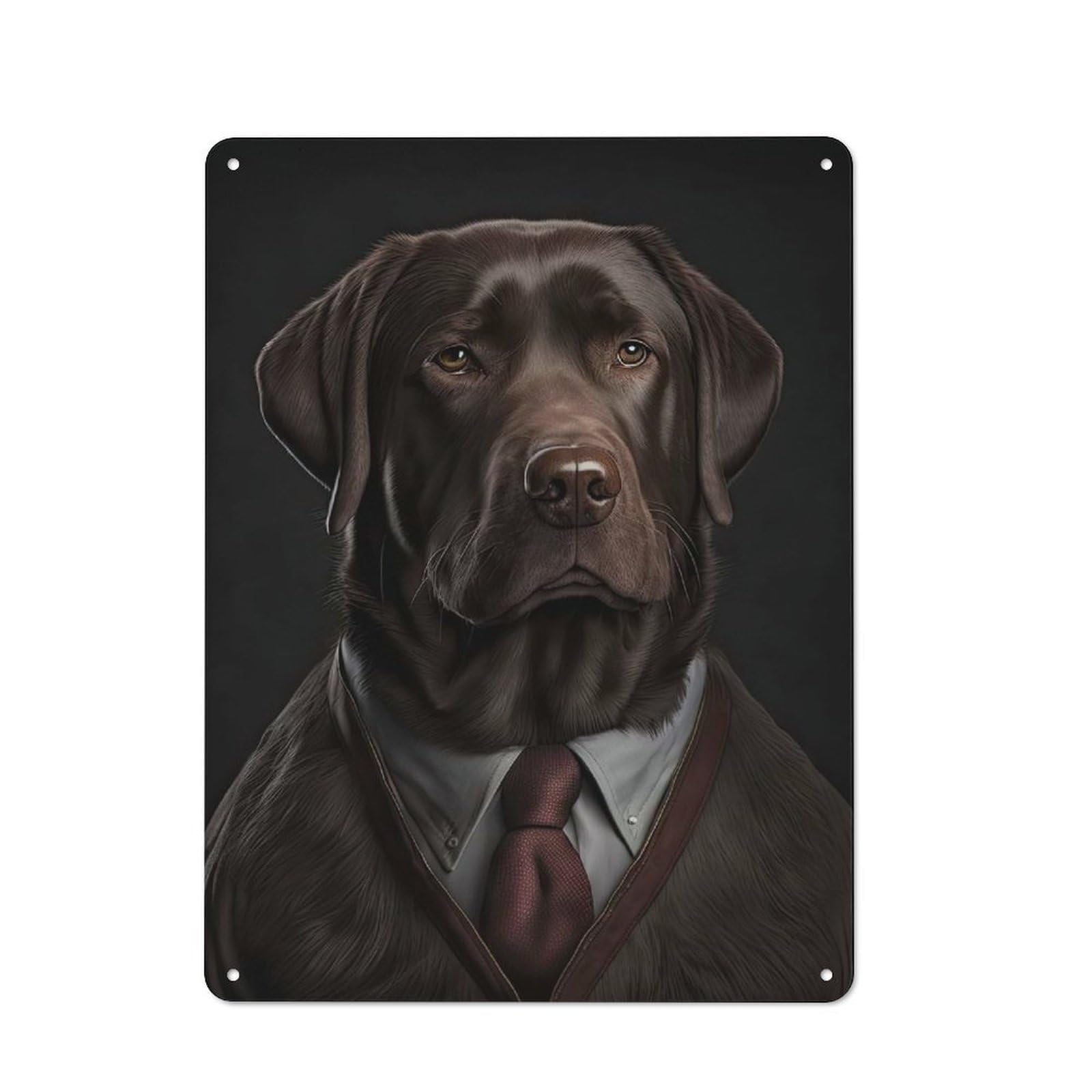 Junmoney Men's Style-11 Metal Plaque With Labrador In A Suit Design 40X30cm, Vintage Bistro Wall Plaque For Coffee Bar, Kitchen, Bistro Or Tea Corner