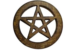 AzureGreen Pentacle Pentagram Altar Tile 4" (Brown)