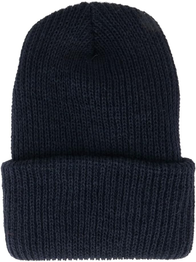 Made in USA, Acrylic Winter Watch Cap Long Cuff Folded Beanie