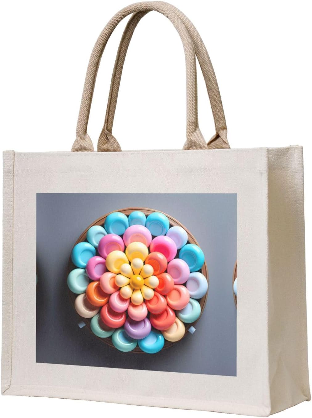 Gift Tote Bag for Women - Canvas Carrying Satchel Handbags/Colorful Candy Print Grocery Bag, for Mom Bridesmaids